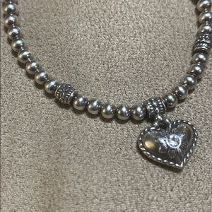 Brighton silver beaded heart bracelet w/crystal